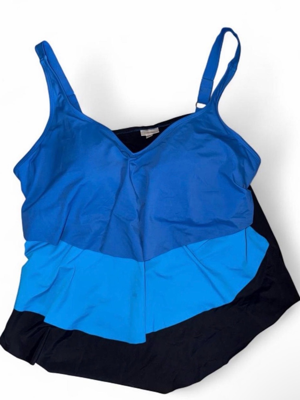 Avenue Blue Colorblock Tankini Swim Top - Royal & Sky Blue with Black 26W
